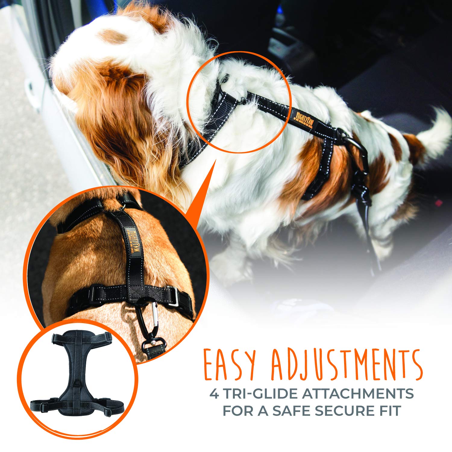 Mighty Paw dog car harness soft padding keeps dogs comfortable