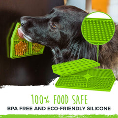 Mighty Paw Dog Lick Pad anxiety-relief quadrant helps calm dogs during thunderstorms.