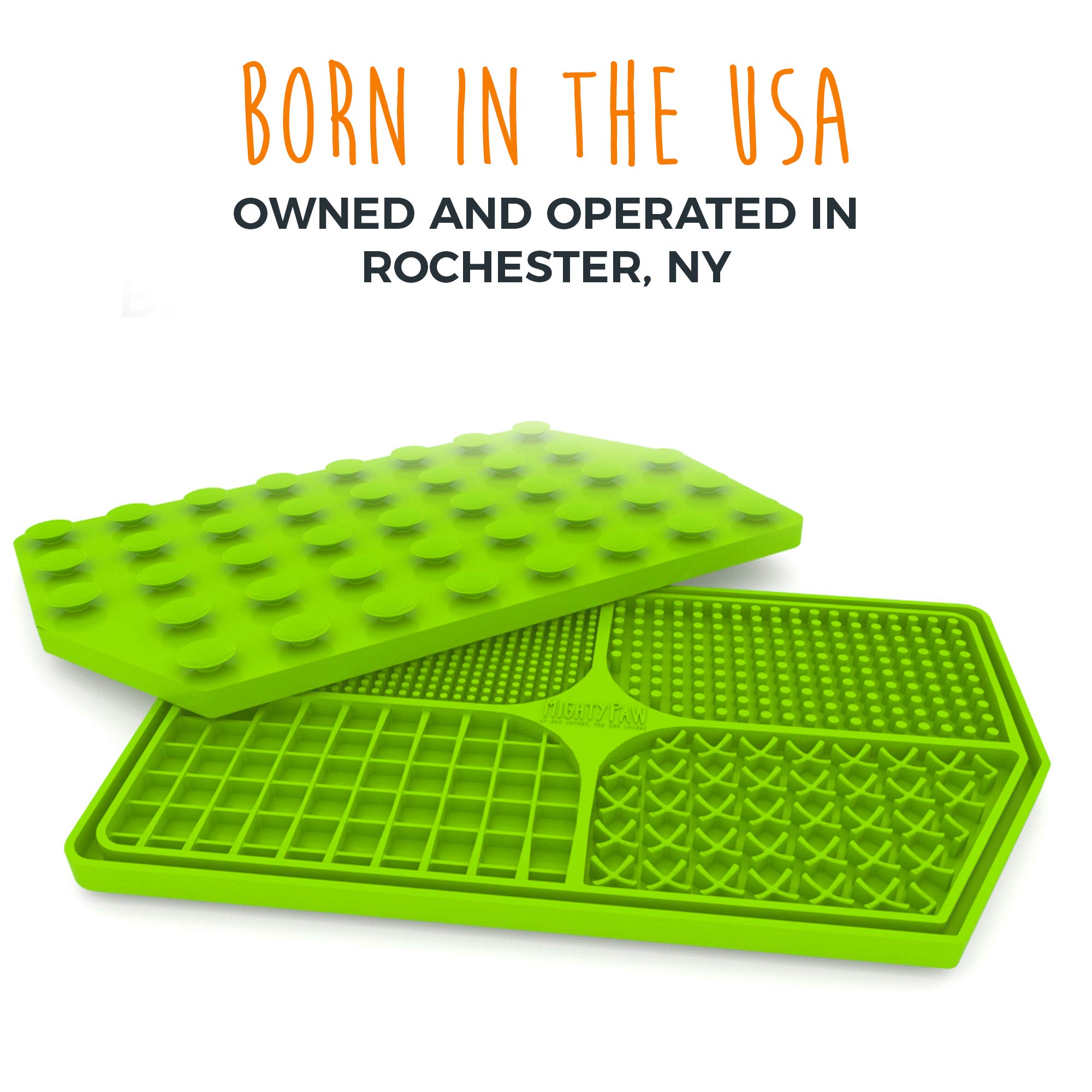 Mighty Paw Dog Lick Pad supports easy soft-food application like peanut butter or yogurt.