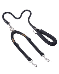 Mighty Paw double dog leash showcases the tangle-free swivel during a two-dog walk.