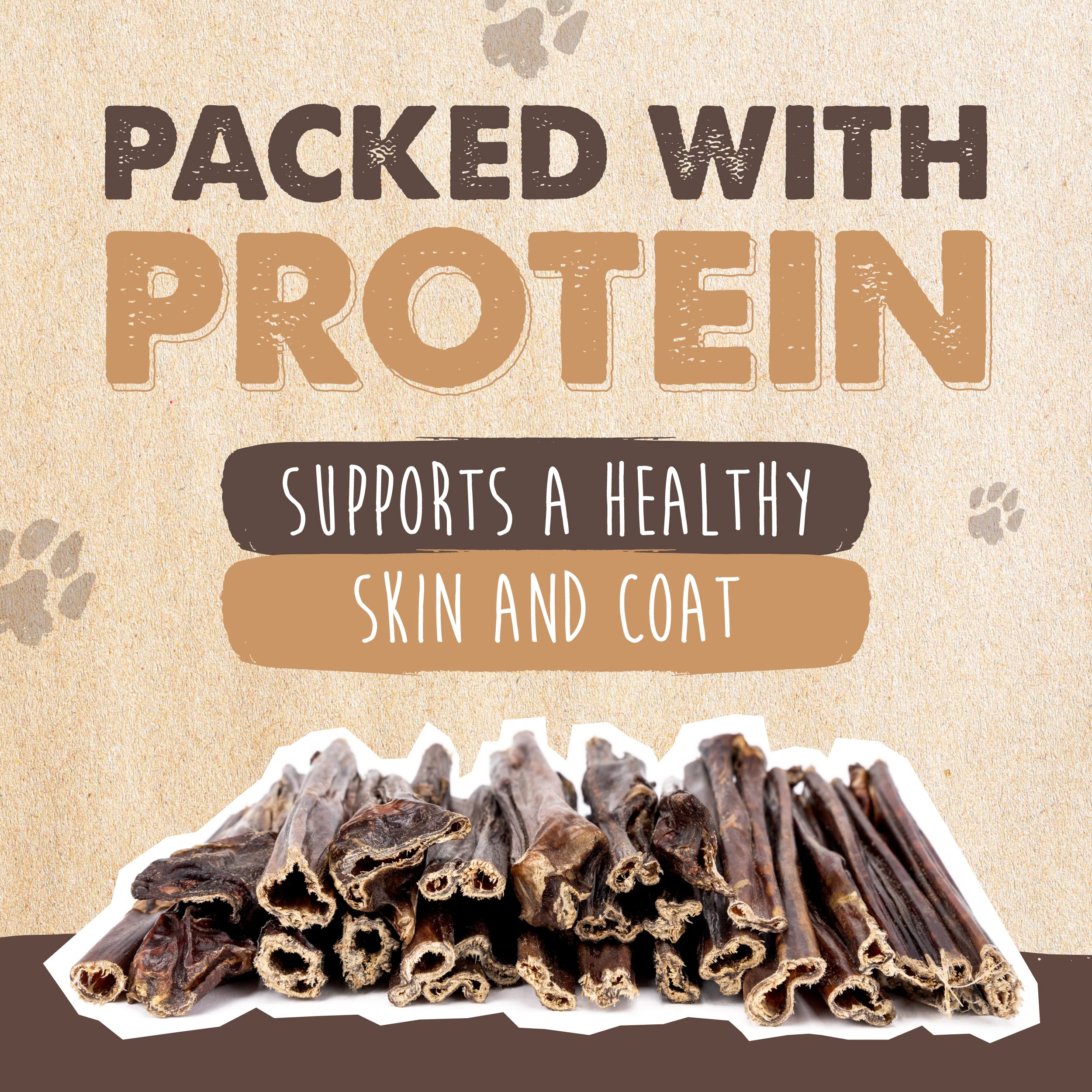Mighty Paw beef gullet sticks with glucosamine and chondroitin may support joint comfort.
