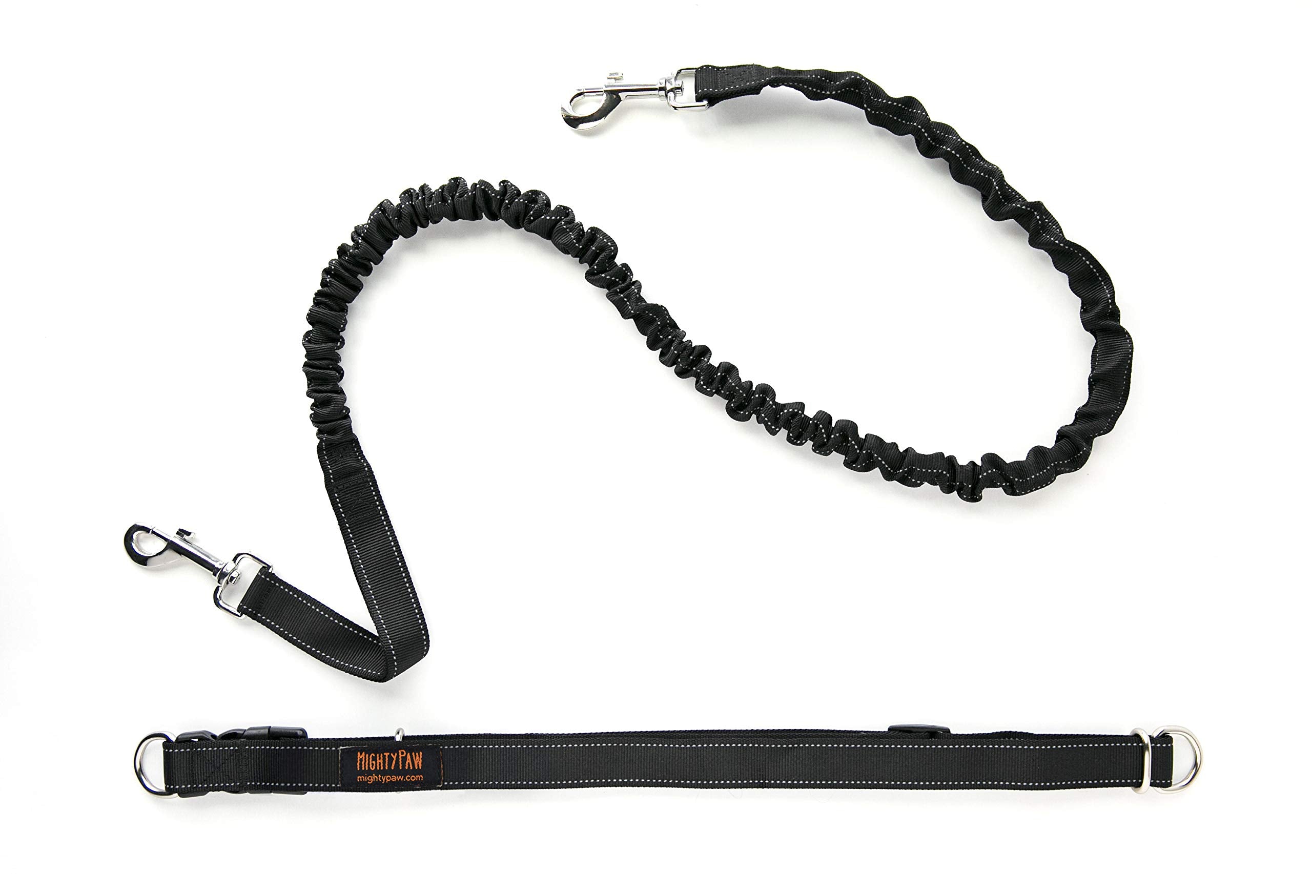 Mighty Paw Hands Free Dog Leash main image shows hands-free walking with a secure waist belt.
