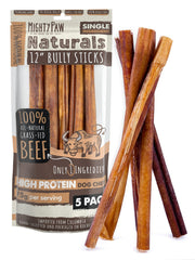 Mighty Paw long lasting 12-inch bully stick dog chew helps redirect chewing energy