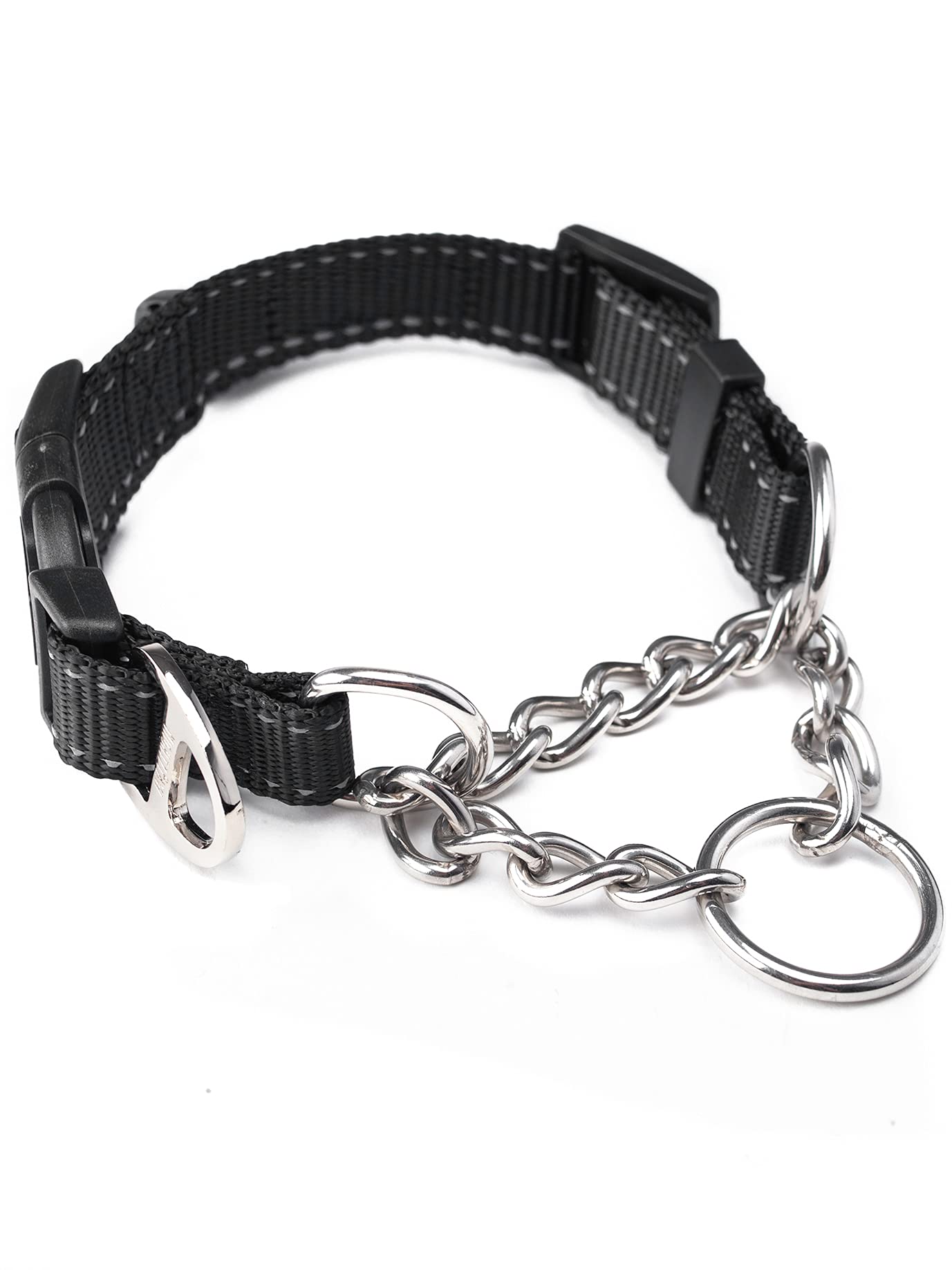 Mighty Paw martingale collar buckle closeup highlights durable hardware for gentle no-pull training.