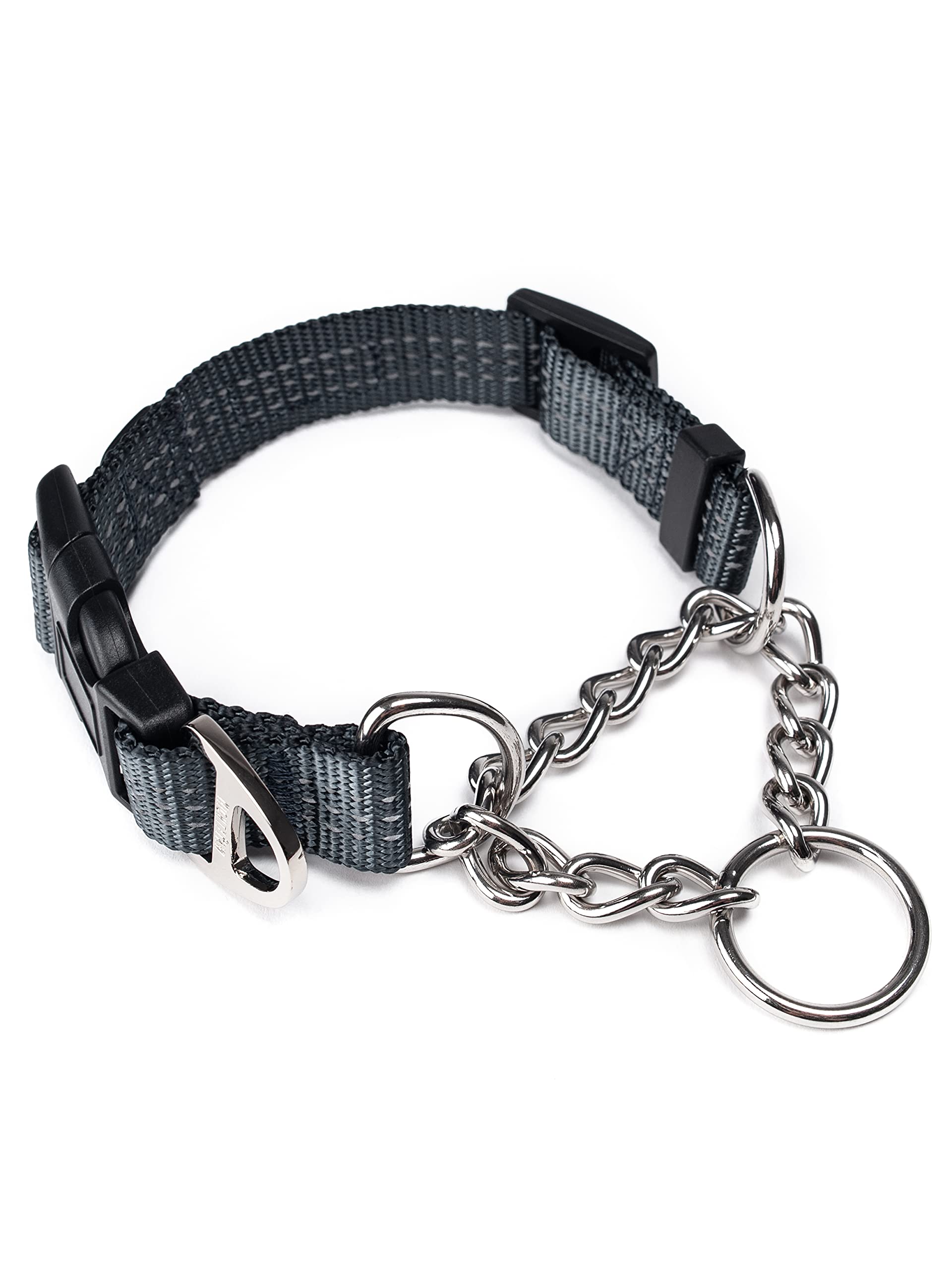 Collar Mighty Paw Martingale con cadena de acero inoxidable para entrenamiento suave.