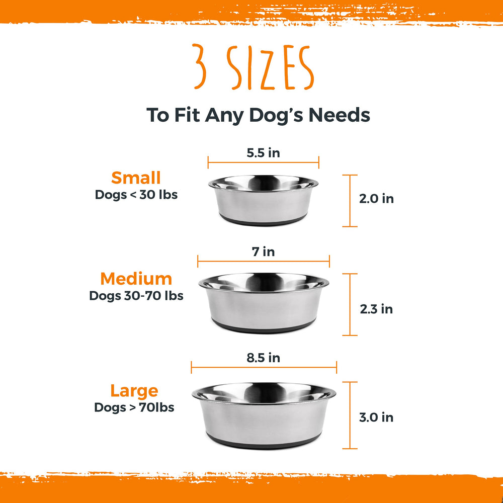 Mighty Paw medium 7-inch bowls fit mid-sized dogs comfortably.