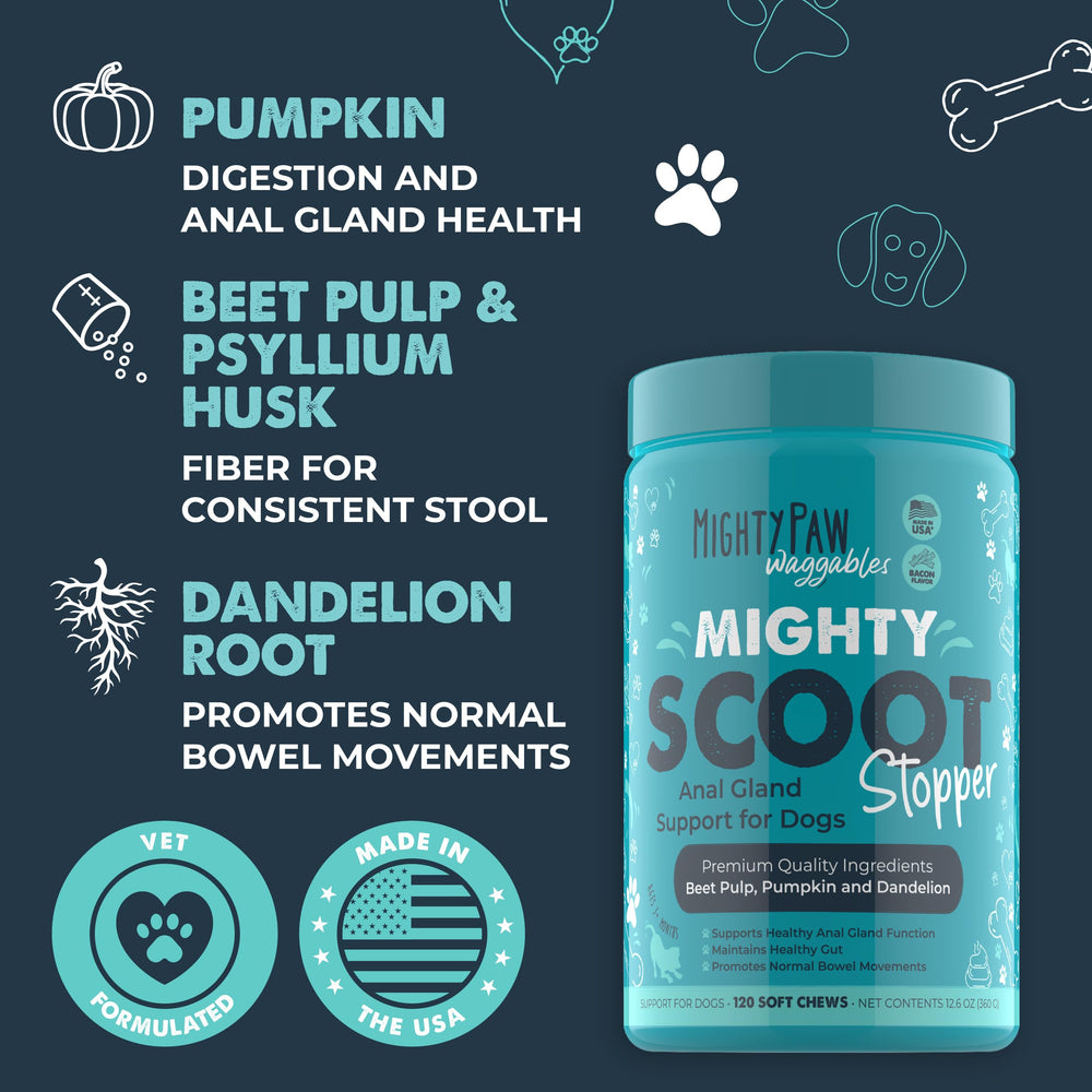 Mighty Paw Mighty Scoot bacon-flavored chew enhances acceptance during routines