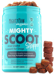 Mighty Paw Mighty Scoot bottle pour shows US-made digestive support for dogs