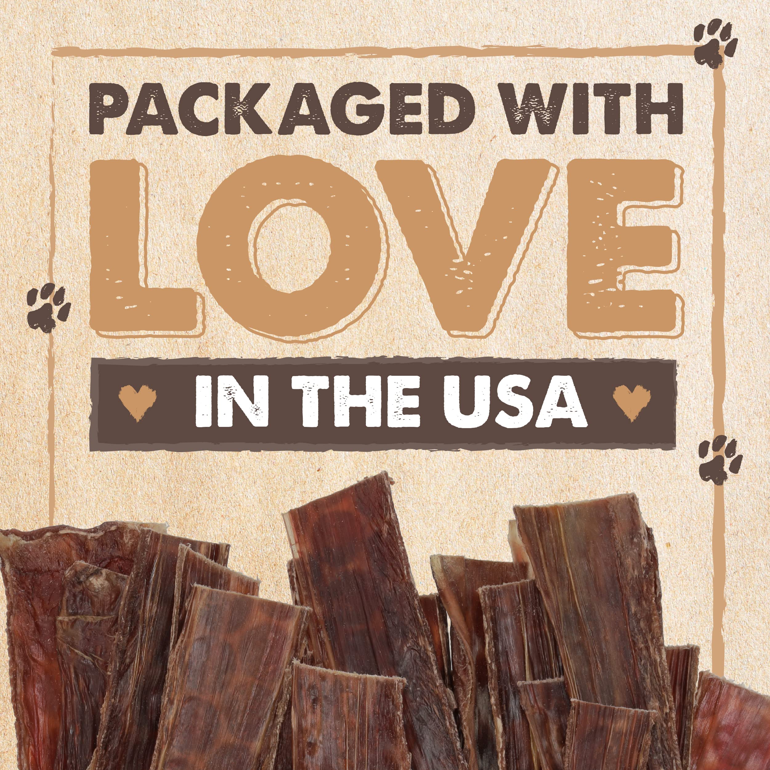 Mighty Paw Naturals beef gullet jerky size-variants display options for all breeds