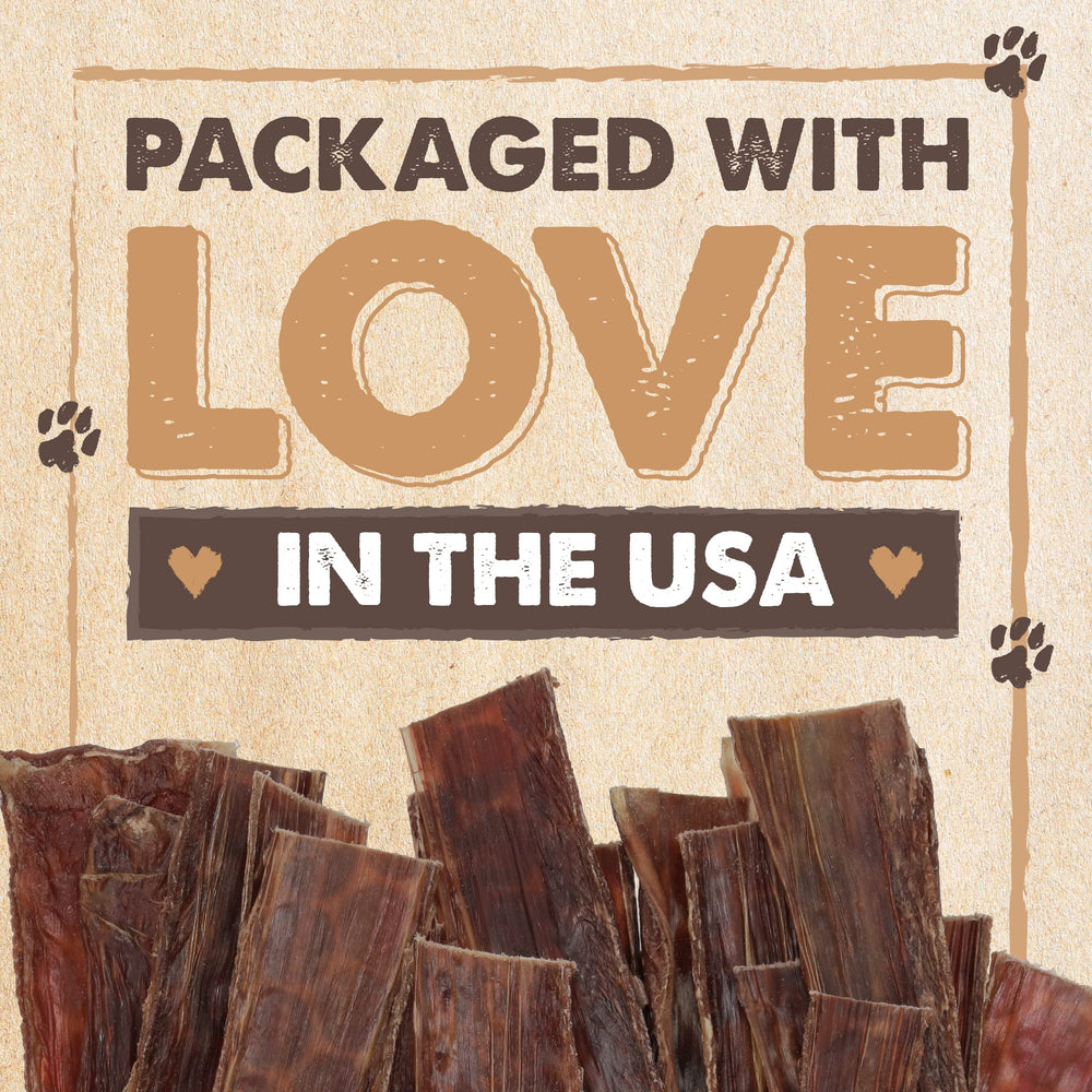Mighty Paw Naturals beef gullet jerky size-variants display options for all breeds
