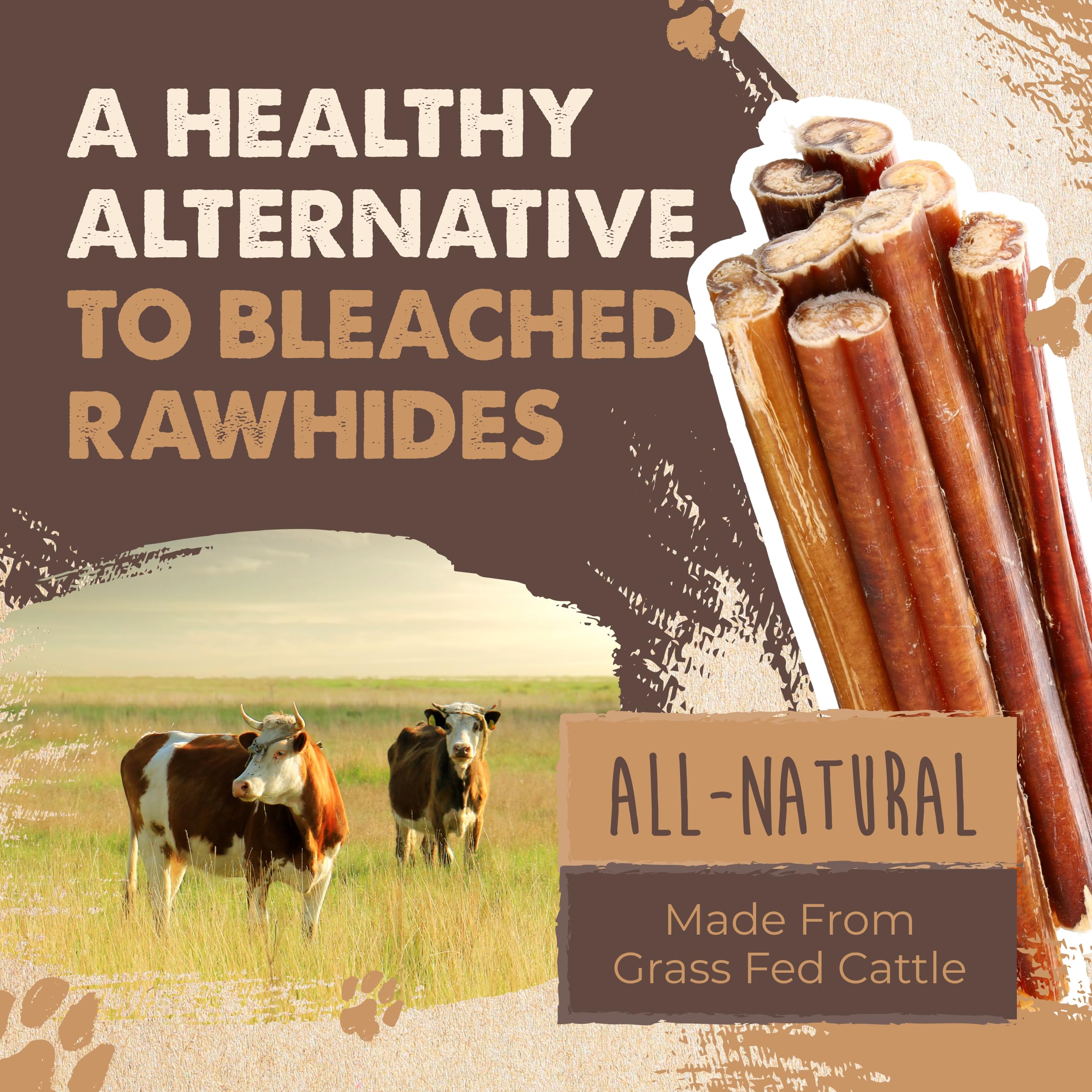 Mighty Paw Naturals 6-inch chew sticks close-up texture on surface.