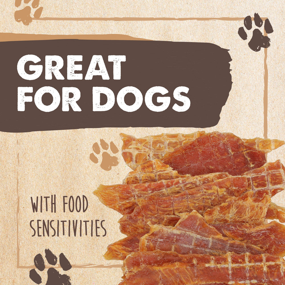 Mighty Paw Naturals Chicken Jerky puppy-chewing demonstrates safe, engaging boredom relief.