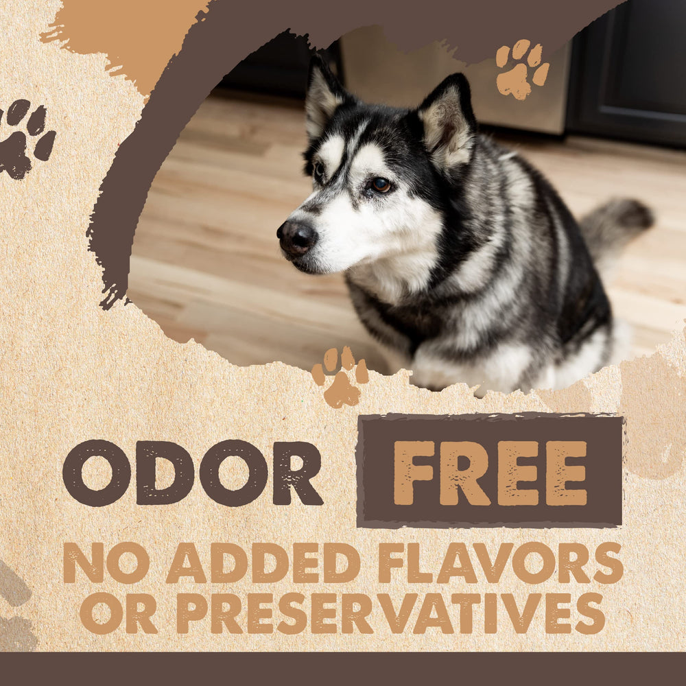 Mighty Paw Naturals Chicken Jerky serving bowl suggests shareable snack for households.