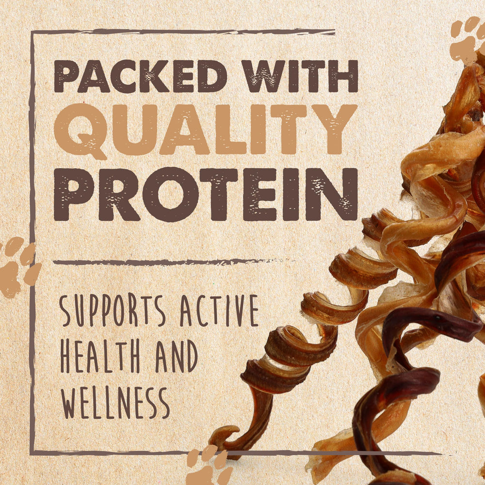 Dog enjoys chew with natural scent - Mighty Paw Naturals Curly Bully Sticks