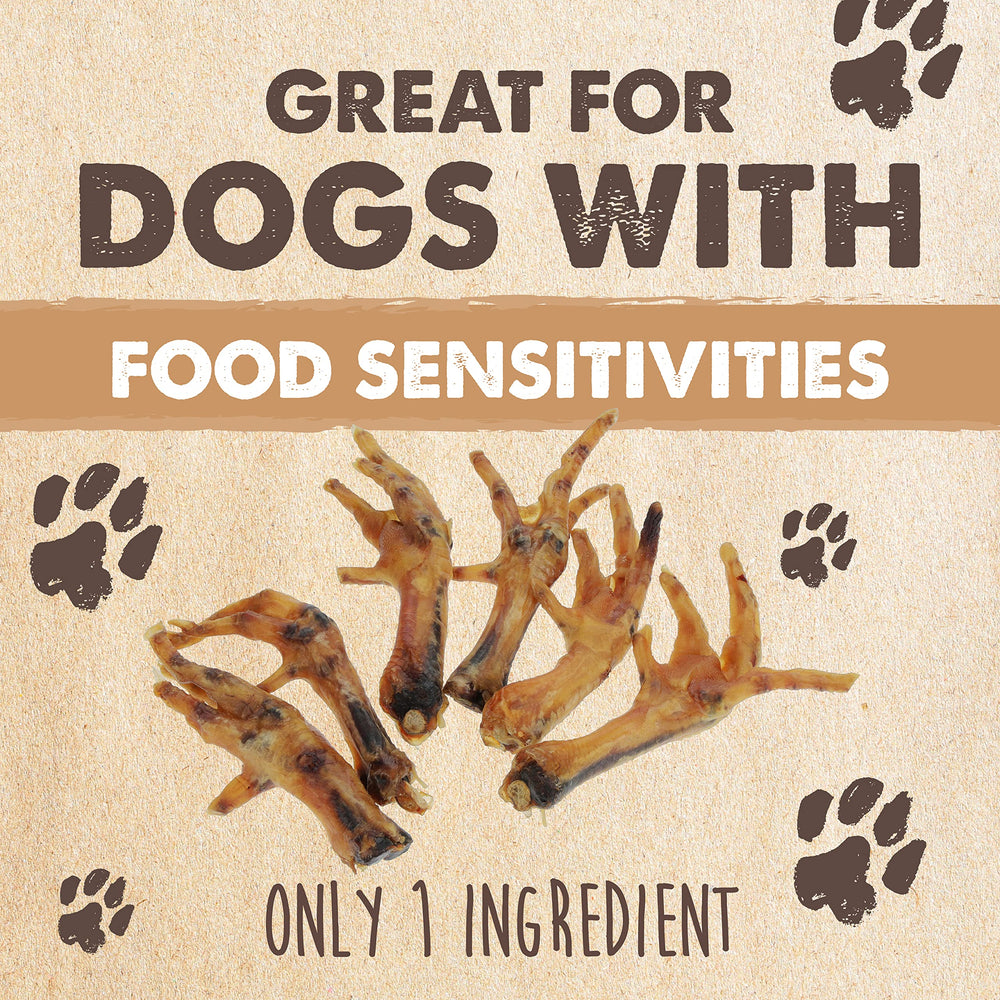 Mighty Paw Naturals protein-rich feet contain glucosamine and chondroitin for joints.