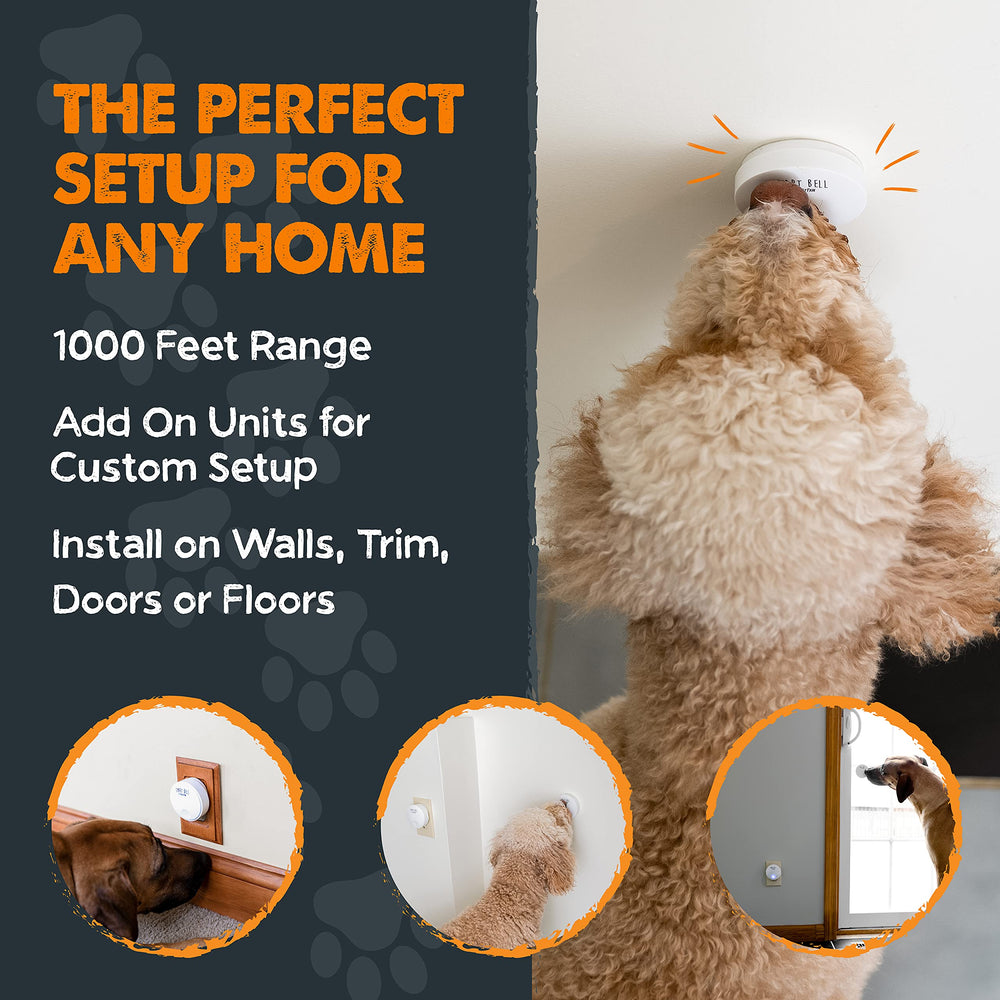 Mighty Paw Smart Bell 2.0 closeup press demonstrates effortless potty signaling.