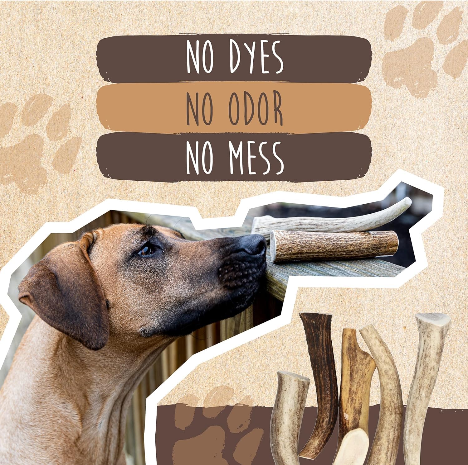 Mighty Paw Split Elk Antlers low-odor chew for calmer playtime.