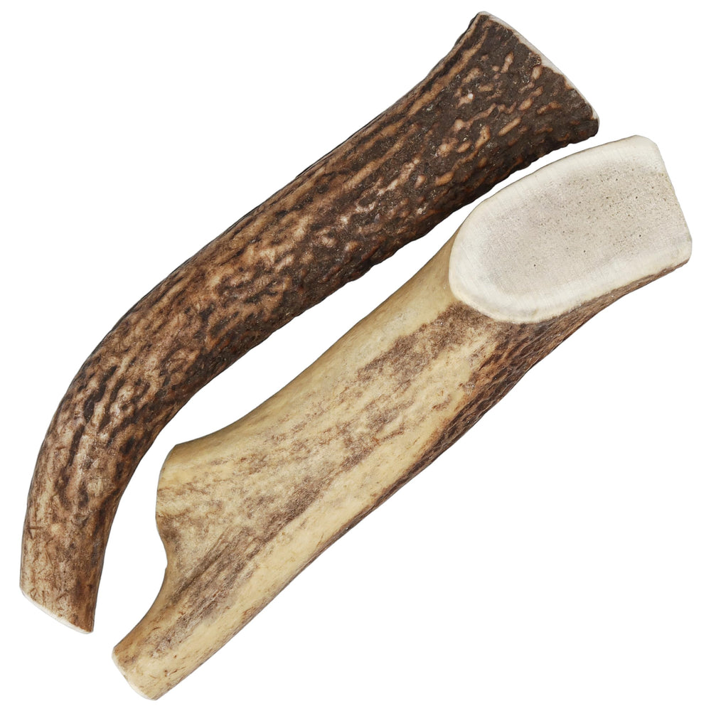 Mighty Paw split elk antlers pack 2 8-inch: long-lasting chew for aggressive chewers.
