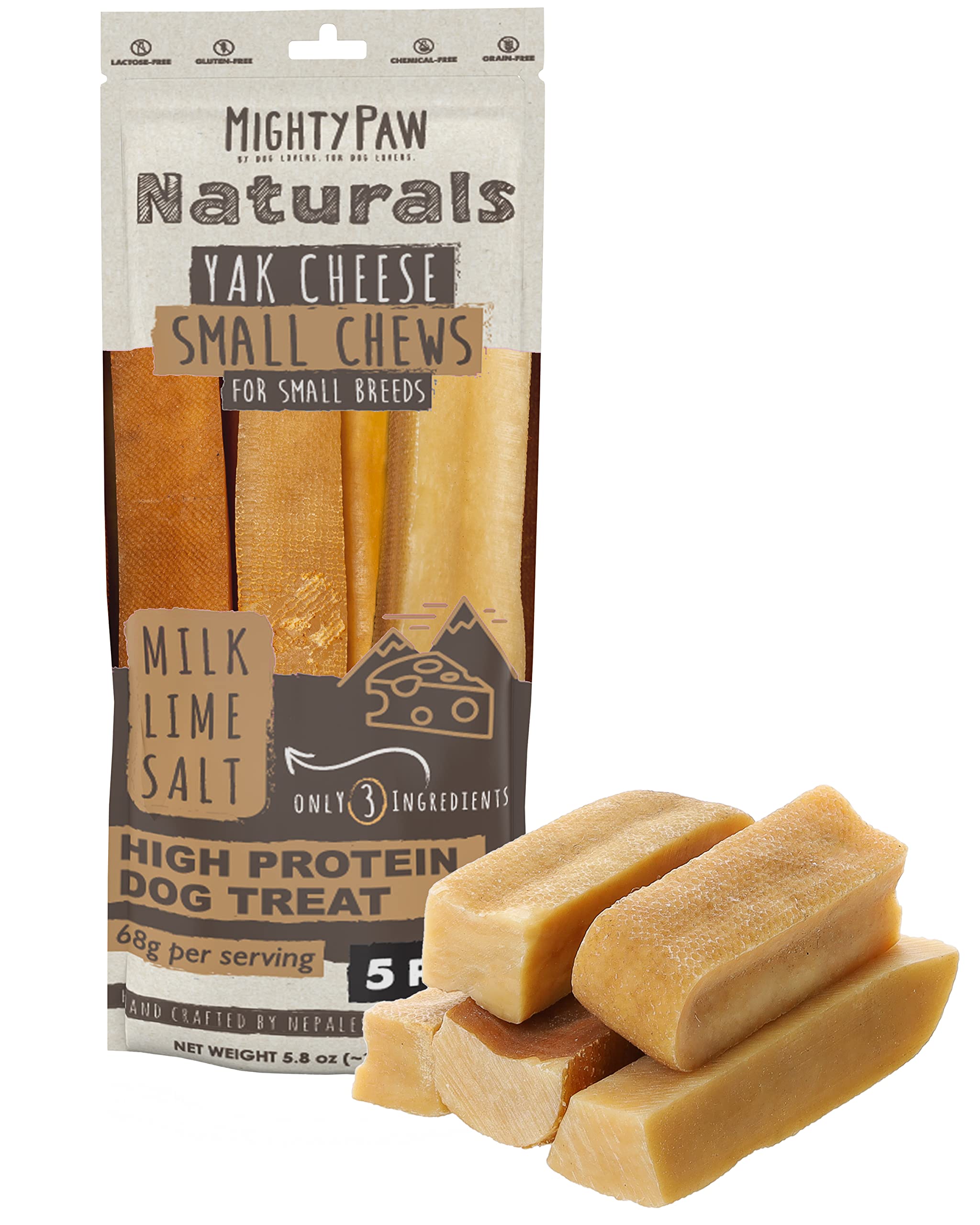 Mighty Paw Yak Cheese Chews close-up shows natural texture for a long-lasting chew