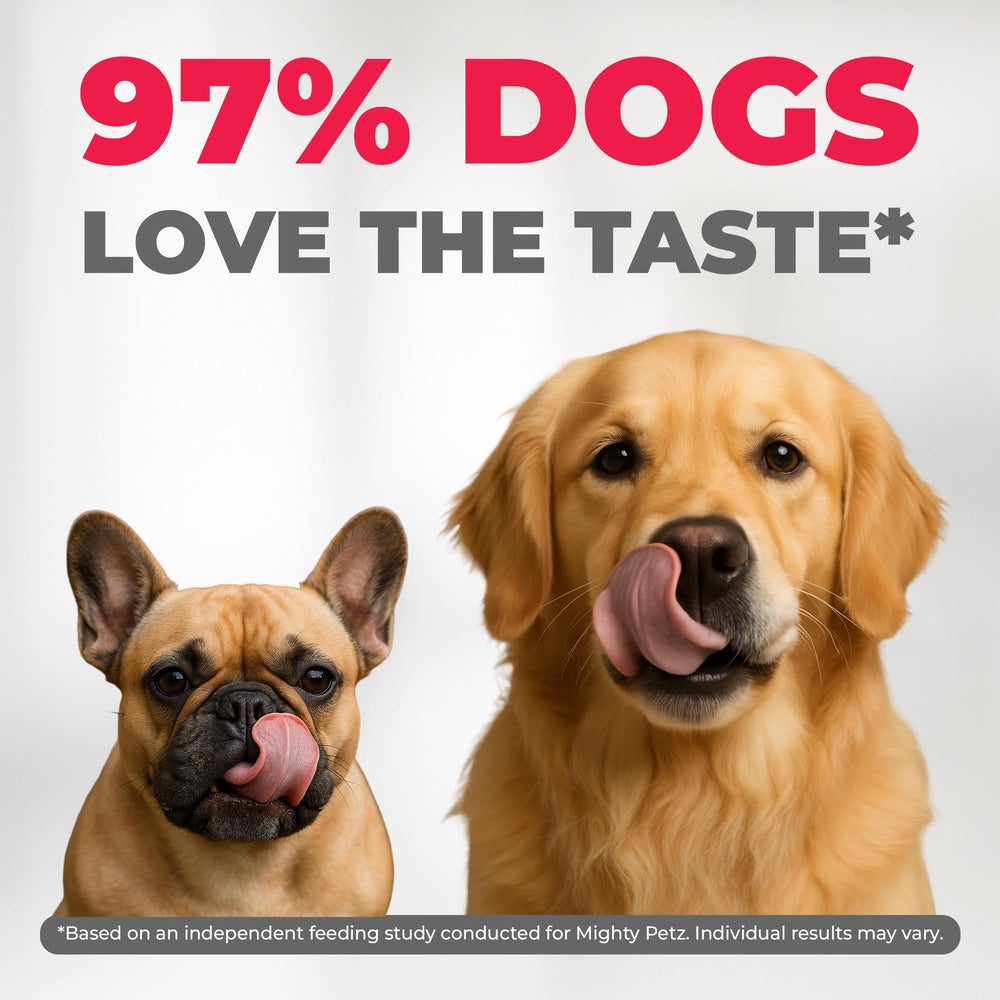Mighty Petz MAX contains brewers yeast and kelp for anti-inflammatory skin support.