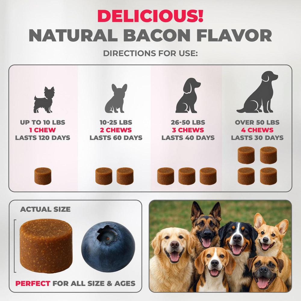 Mighty Petz MAX salmon oil and kelp provide skin hydration and antioxidant support.