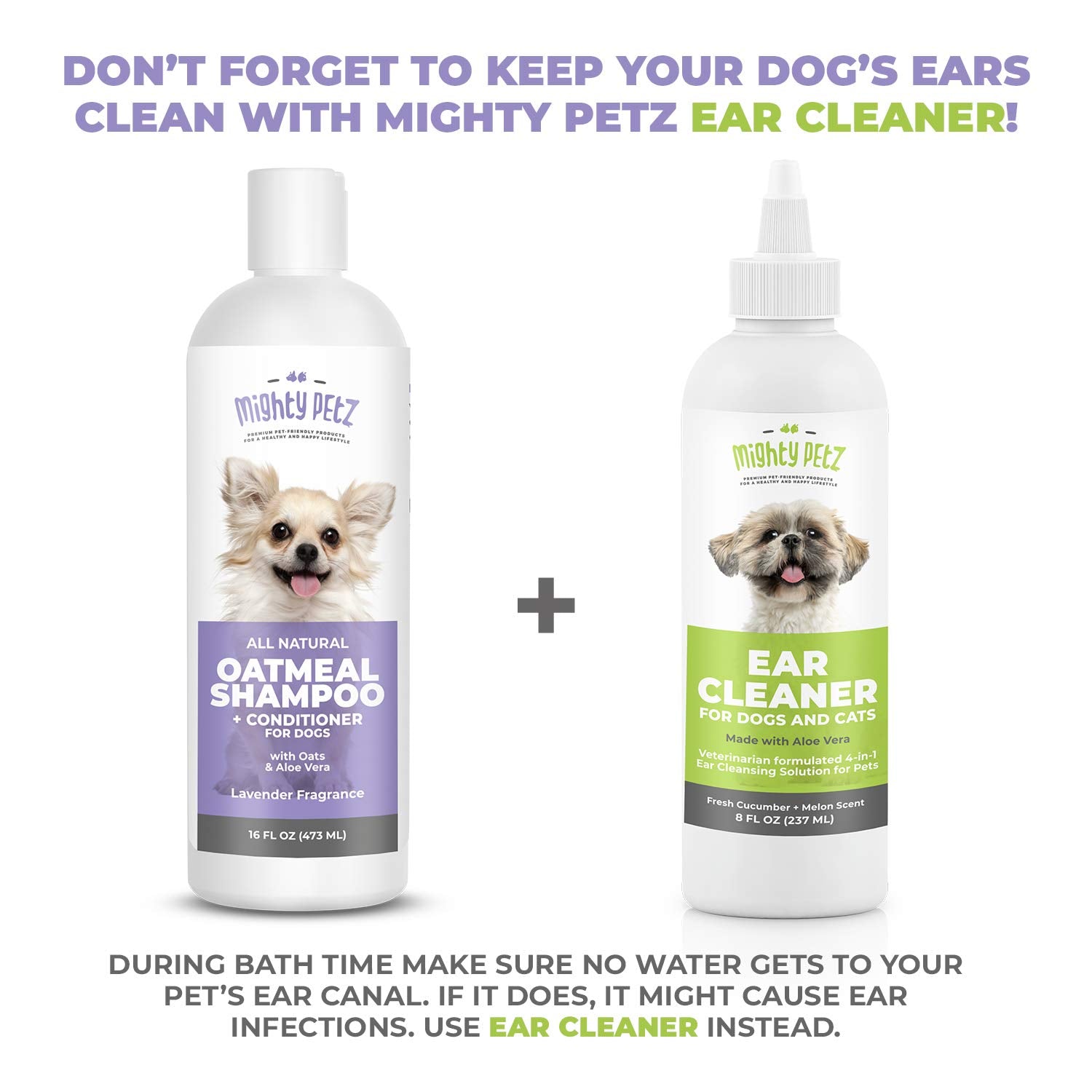 Mighty Petz natural ingredients coconut and oatmeal highlight coat moisture.