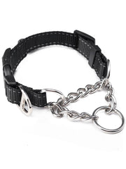 Mighty Paw Martingale Collar 2.0 front view in black for controlled leash training.
