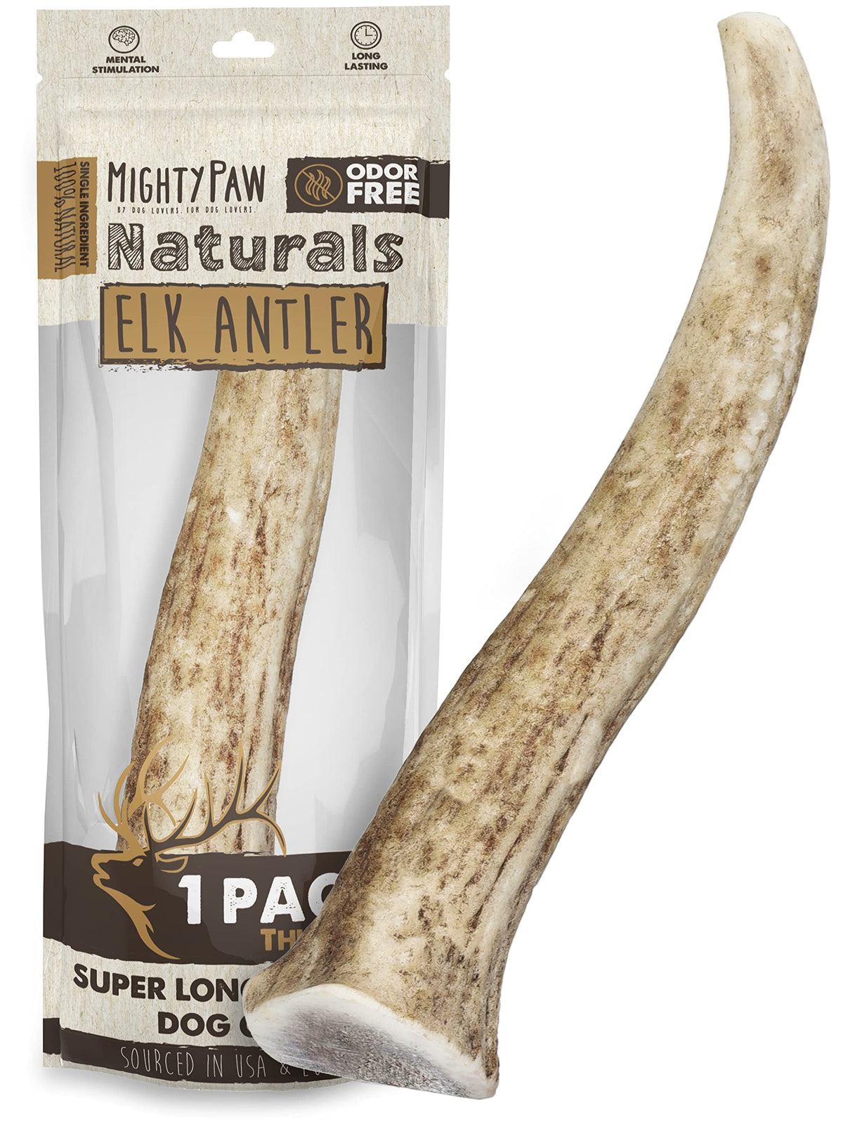 Mighty Paw split elk antler dog chew pack for durable, long-lasting play