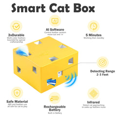 Migipaws MigiBox feathers reveal popping action that triggers hunting drive.