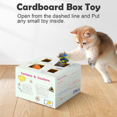 Migipaws Cardboard puzzle toy with holes motivates pawing and toy retrieval.