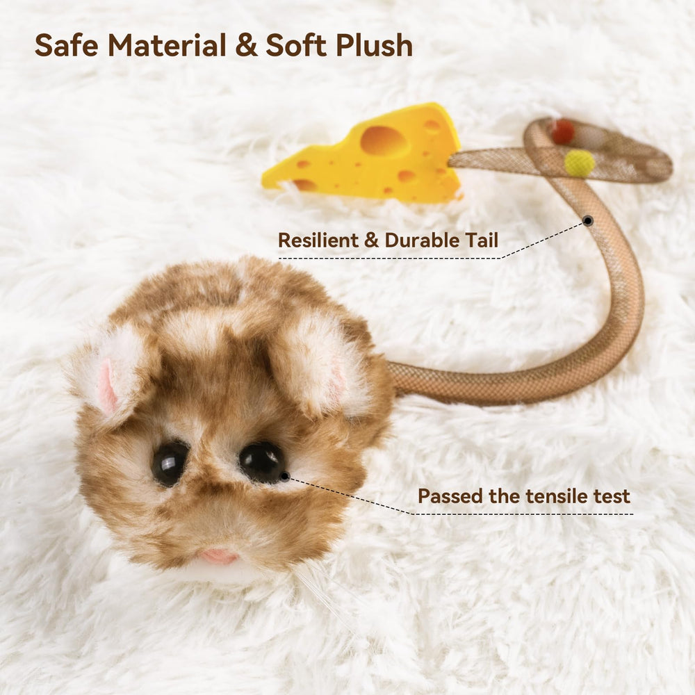 Migipaws Migimouse motion sensor activates after paw contact for hands-free play.