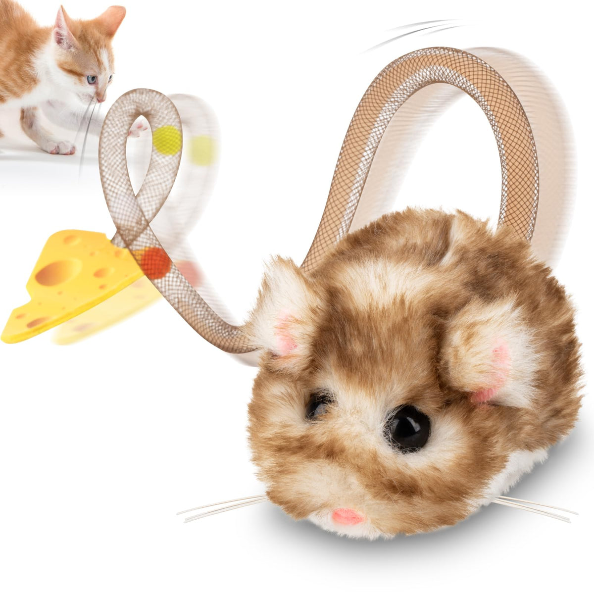 Migipaws Migimouse plush closeup shows soft fur for cozy indoor play.