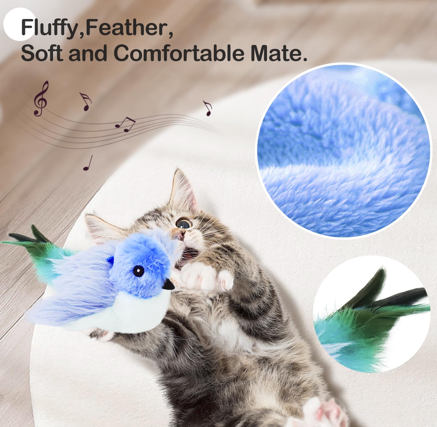 Migipaws Plumas Suaves y Duraderas para morder y jugar con ternura.