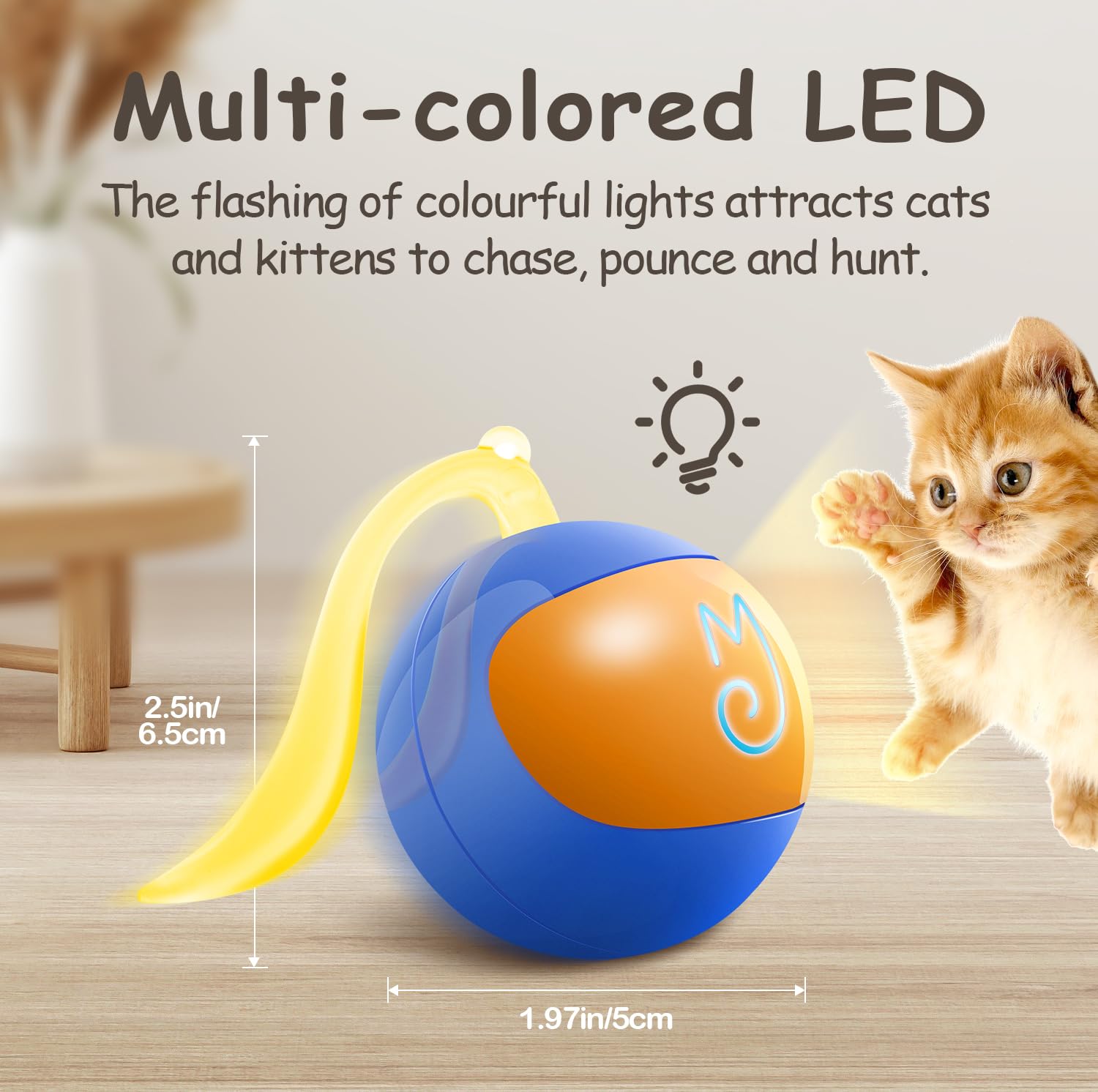 Migipaws rechargeable cat ball powered by Type-C for mess-free maintenance.