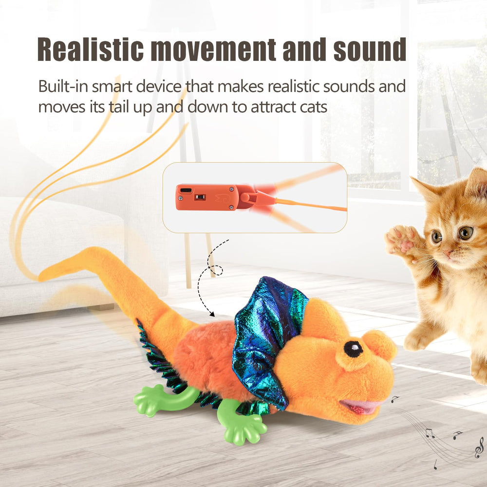 Migipaws USB rechargeable lizard toy supports mess free, ready to play sessions