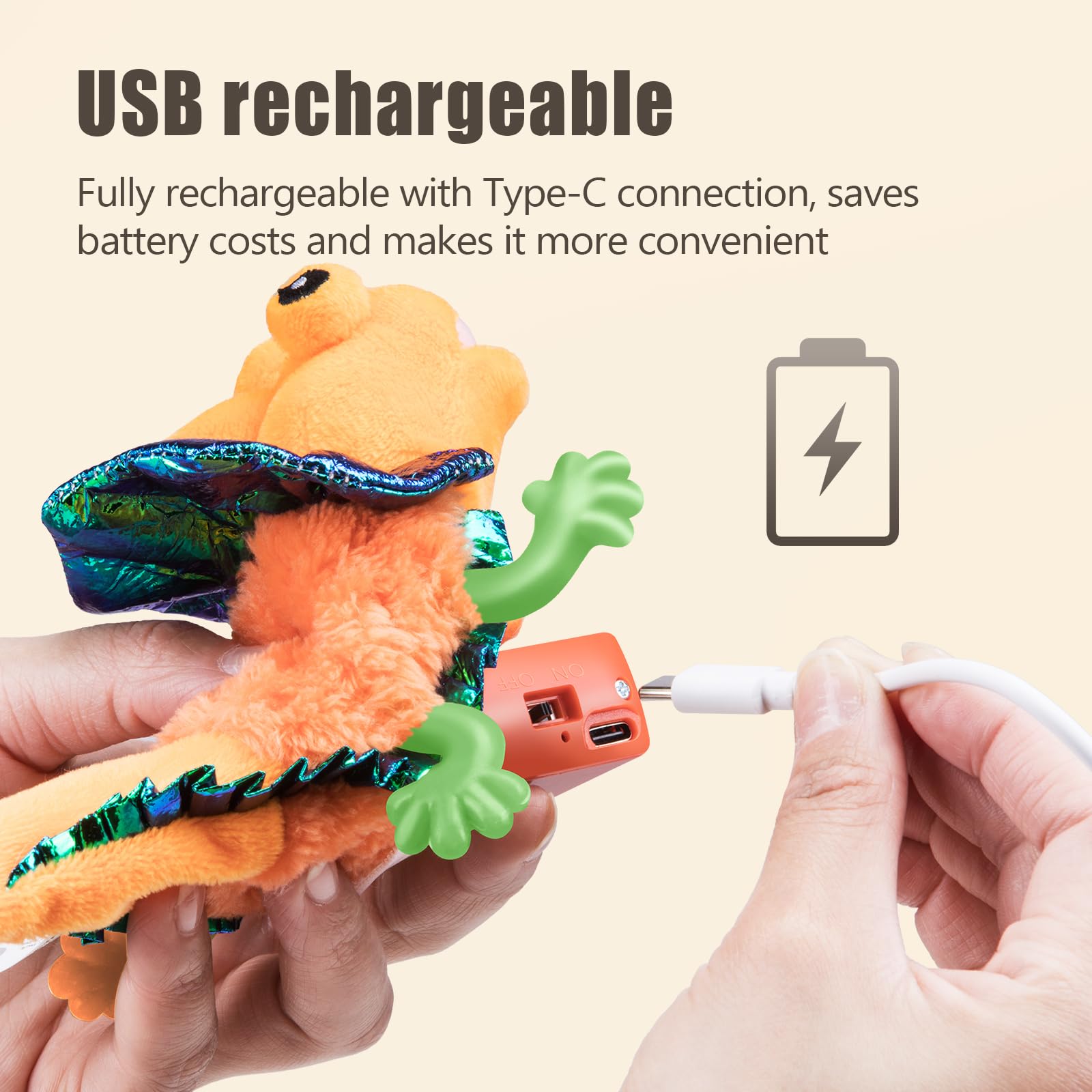 Migipaws wall hanging lizard toy offers versatile space saving cat entertainment
