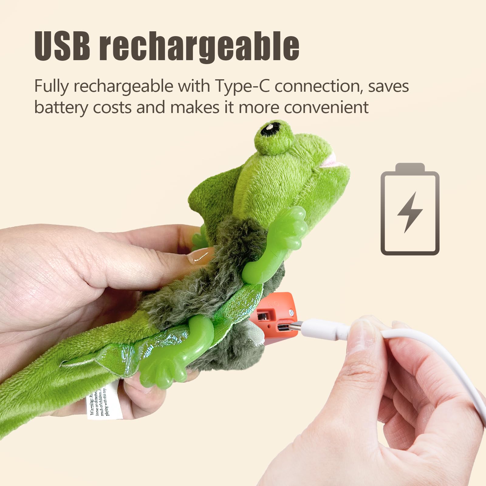 Migipaws wall-hanging lizard toy enables self-play when hung on furniture.
