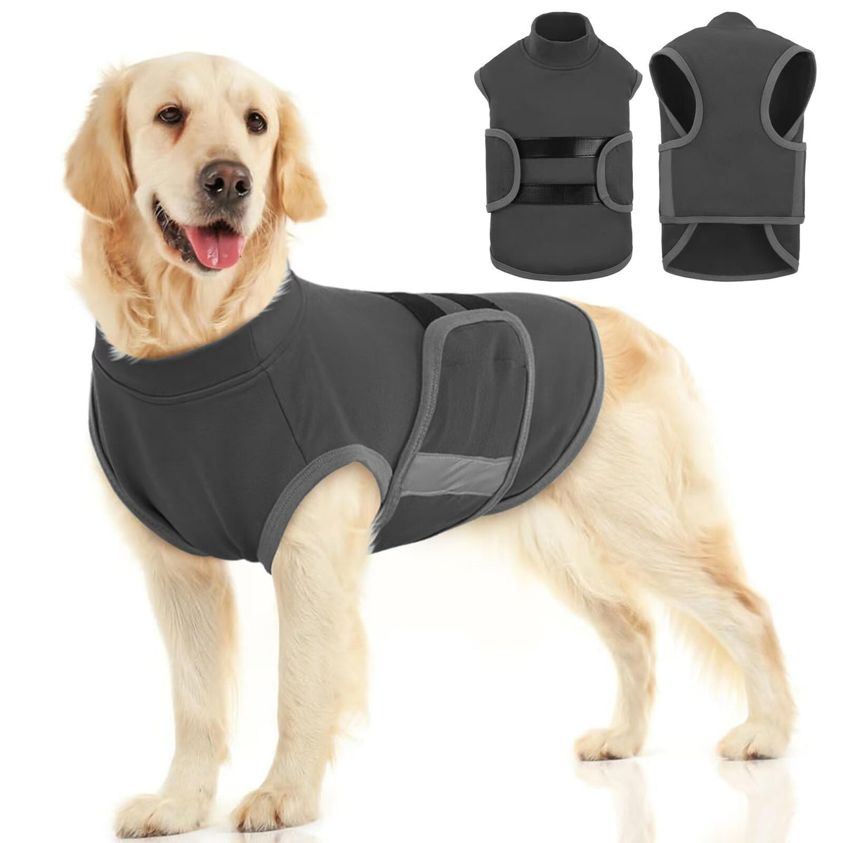 MIGOHI breathable-dog-vest worn on a calm dog provides steady calming support