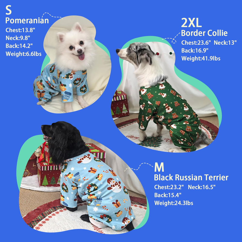 MIGOHI Christmas-patterned dog pajamas in blue for festive photos.
