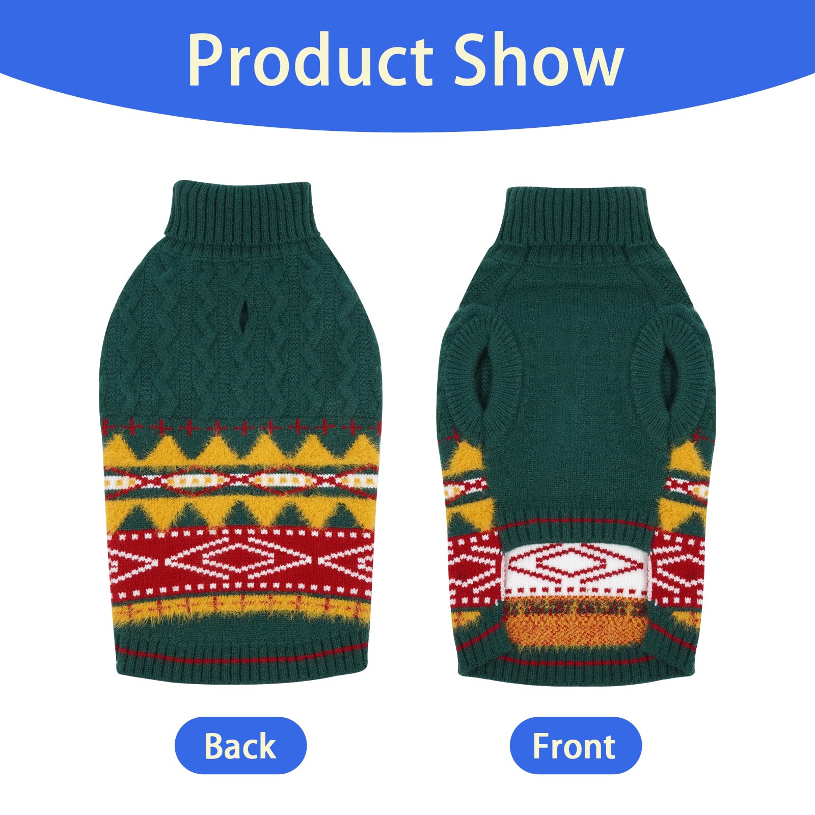 MIGOHI Cozy Dog Sweater green XS leash hole detail showing convenient outdoor walks.