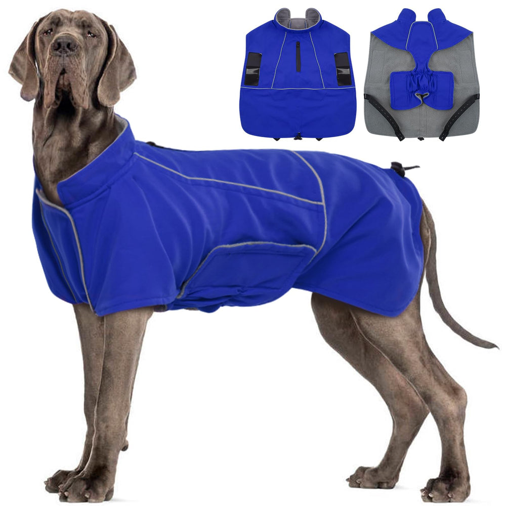 MIGOHI dog jacket 3XL front view with reflective strips for safety