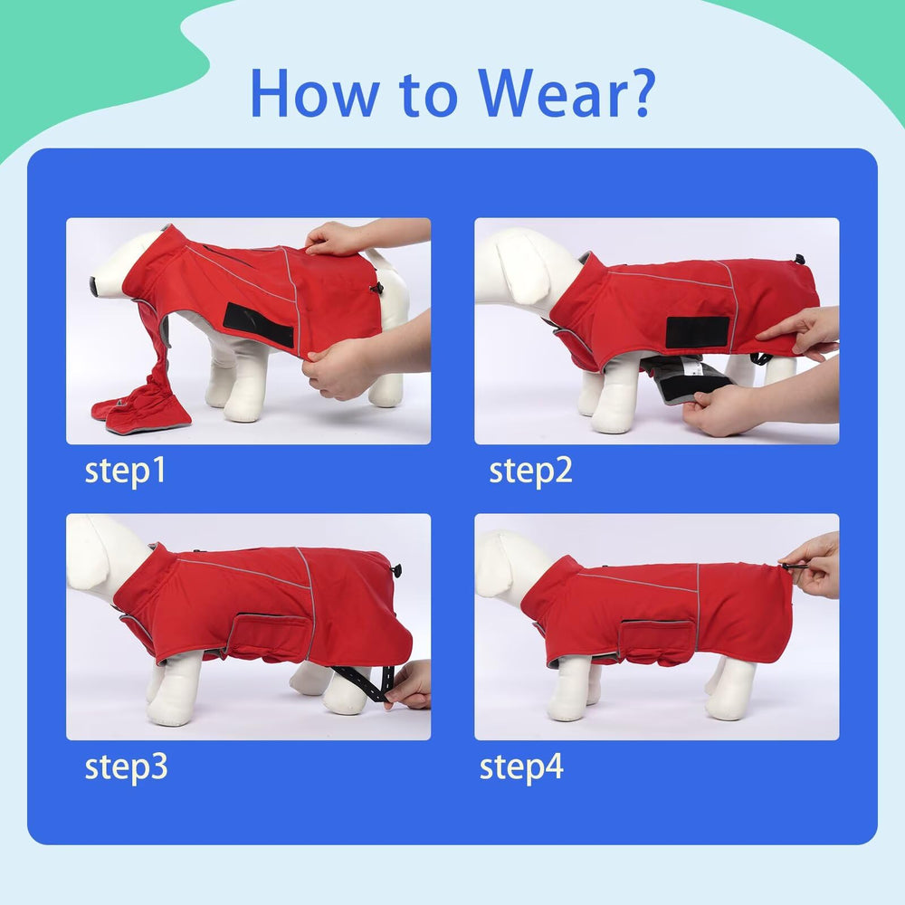 Migohi dog-winter-jacket-back-view shows durable protection from wind