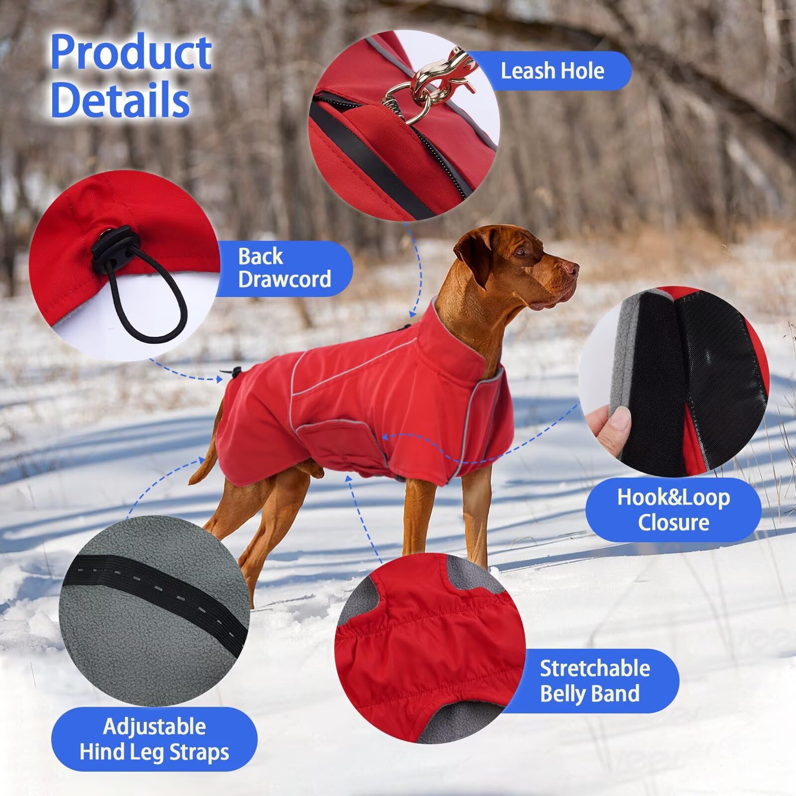 Migohi dog-winter-jacket-easy-on-straps quick, secure fit during adventures
