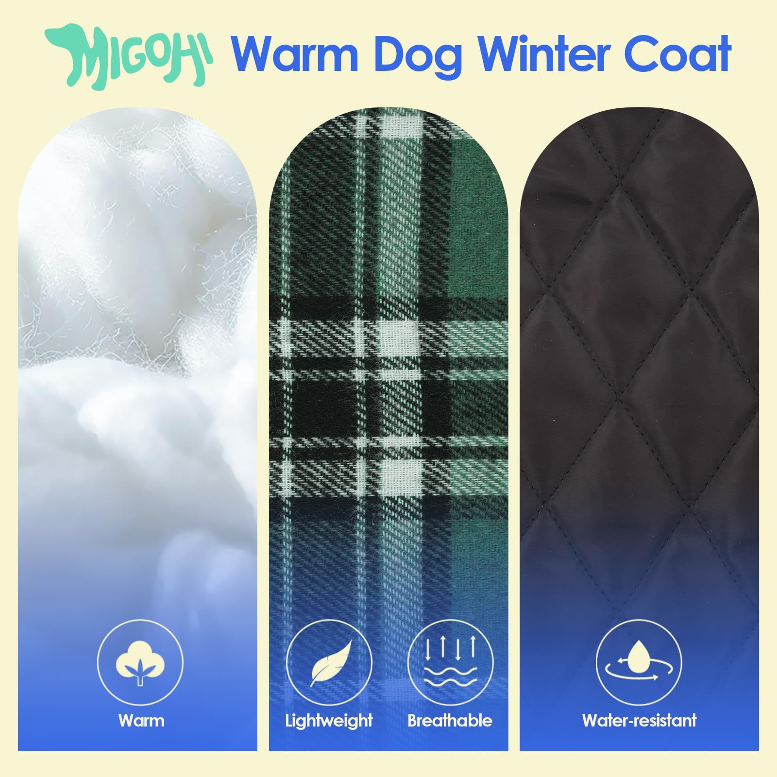 MIGOHI plaid winter dog jacket back view showing reversible design for versatility