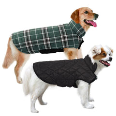 MIGOHI plaid winter dog jacket front view keeps medium dogs warm on winter walks