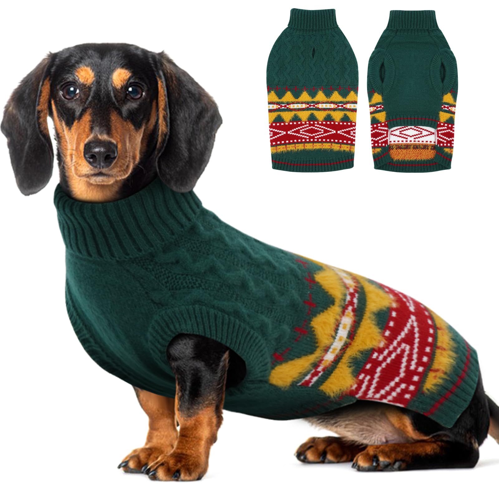 MIGOHI Warm Dachshund Sweater leash-hole closeup for easy leash access during walks