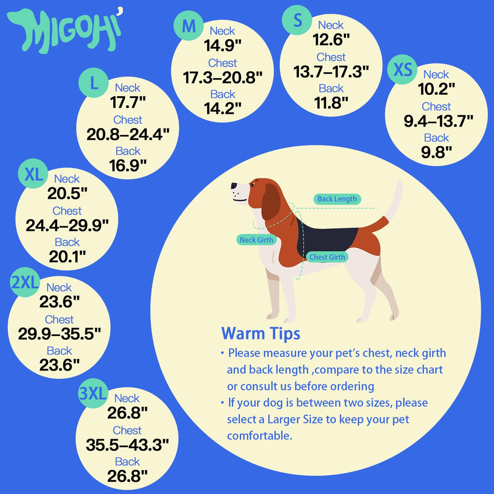 MIGOHI warm dog jacket leash hole for easy harness attachment