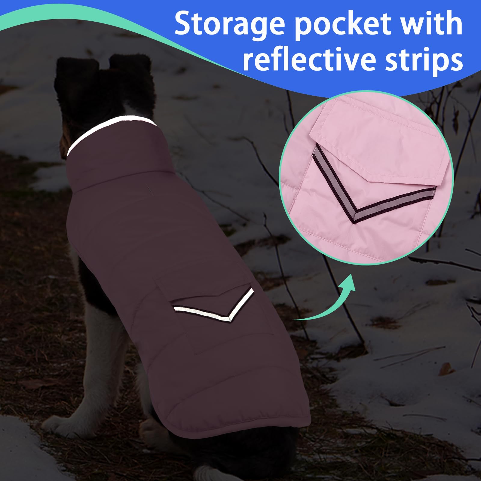 Migohi warm dog snowsuit reflective trim boosts visibility during evening strolls