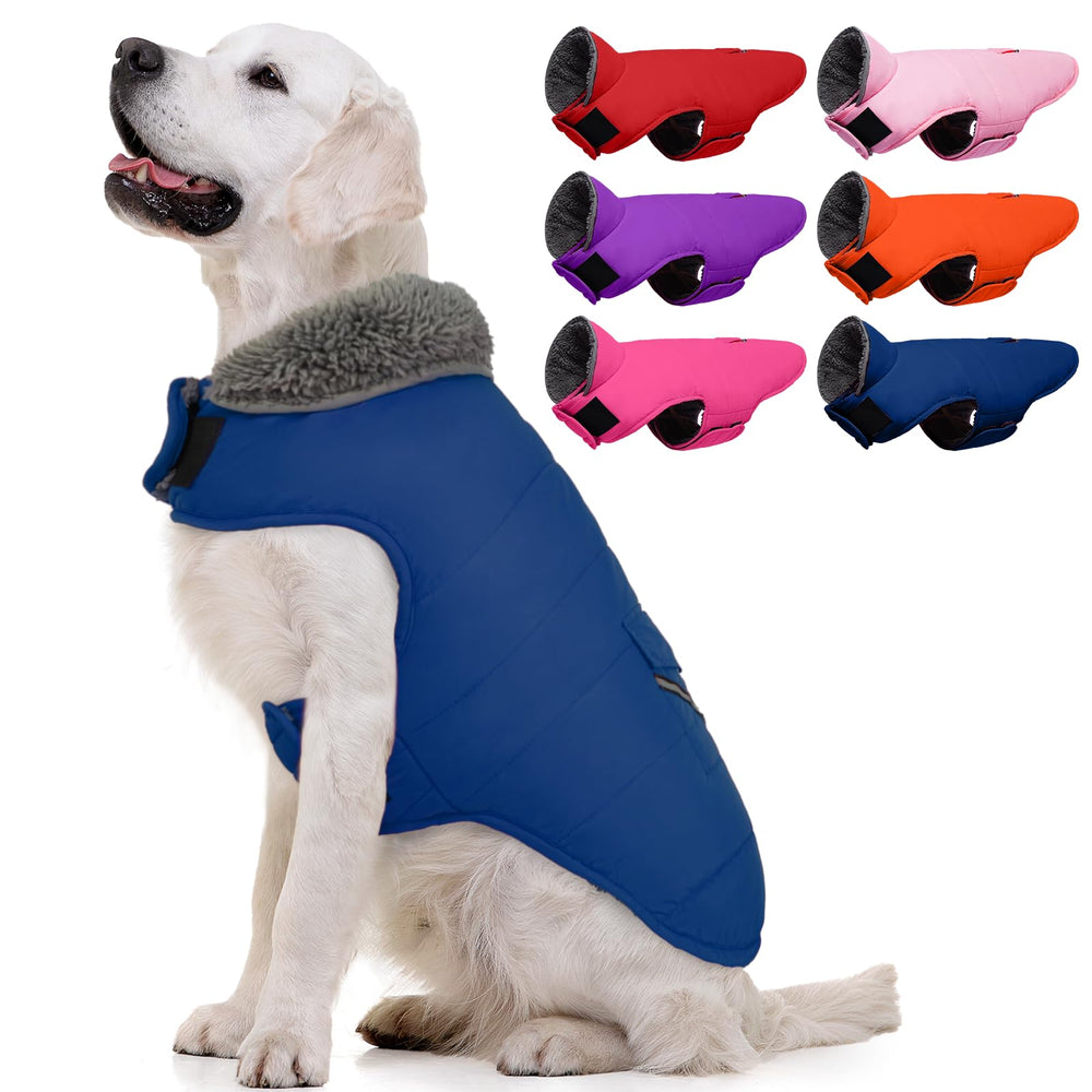 MIGOHI warm dog winter coat front view shows cozy fleece lining