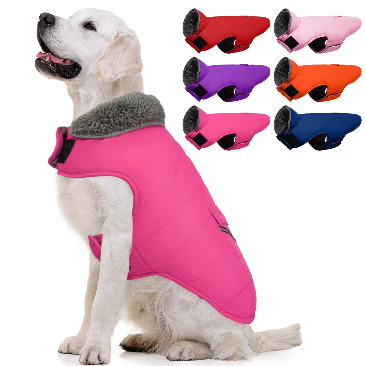 MIGOHI warm dog winter coat with fleece lining for cozy insulation during outdoor walks.